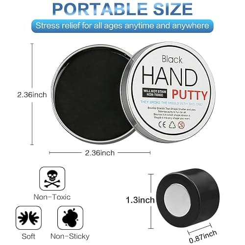 JAYEE Magnetic Slime Putty, Soft Magic Slime Hand Therapy Putty Fidget Game Stress Relief Thinking Educational Toy with Upgraded Magnet Christmas Birthday Gifts for Boys Girls Adults (Black) thumbnail 2