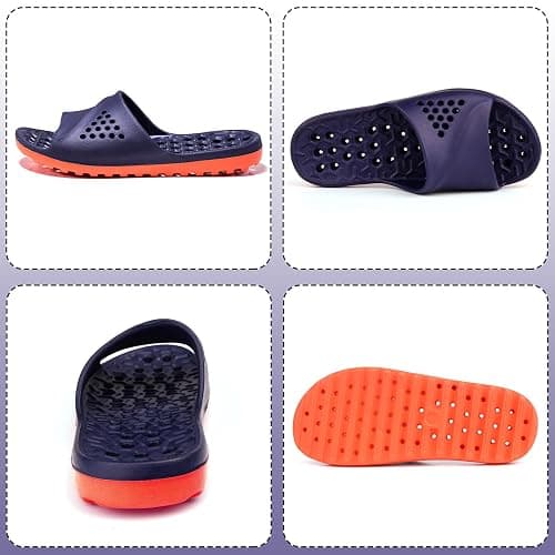 Loniuy Men's Quick-Dry Shower Slippers Non-Slip Drain Hole Shoes Lightweight Comfortable Slides for Home College Dorm Bathroom Beach Gym thumbnail 3
