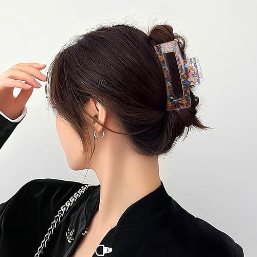 3PCS Flower Hair Claw Clips 3.3 Inch Cute Spring Rectangle Hair Clips Daisy Small Pink Flower NonSlip Hair Barrettes Strong Hold Hair Clamps Fashion Hair Accessories for Women Girls thumbnail 5