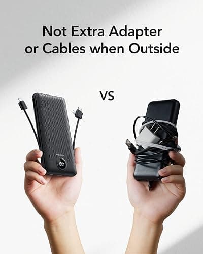 VEGER Portable Charger for iPhone Built in Cables and Wall Plug, 10000mah Slim Fast Charging USB C Power Bank, Travel Essential Battery Pack Compatible with iPhones, iPad, Samsung More Devices(Black) thumbnail 7