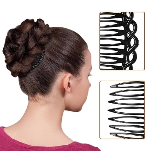 COMNICO 6 Pcs French Hair Side Combs, Women Hair Comb Accessories Set Plastic Twist Decorative Comb Hair Clips 4 Colors Bridal Wedding Veil Teeth Hair Combs for Multiple Hairstyles Girls Women thumbnail 7