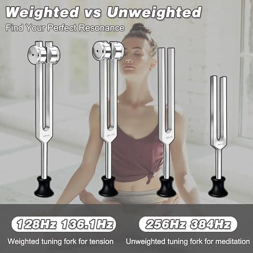 Tuning Forks Set - 128Hz, 136Hz, 256Hz, 384Hz, Chakra & Body Tuning Forks Kit with Activator and Pouch, for Meditation, Relaxation & Energy Balance thumbnail 4
