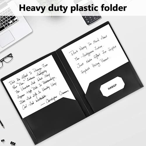 HABGP 6 Pack Black File Folders with Pockets and Business Card Slot, Letter Size Plastic 2 Pocket Folders for Documents, Office Filing Cabinet Folders, School Supplies for College Students thumbnail 6
