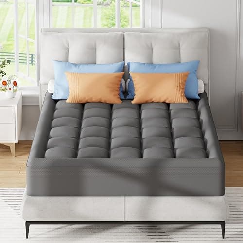 ELEMUSE 3 Inch Queen Dual Layer Memory Foam Mattress Topper with Pillowtop | 2 Inch Cooling Gel Foam,1 Inch Soft Pillowtop Pad, Pressure Relief Bed Topper, Comfortable Support thumbnail 2