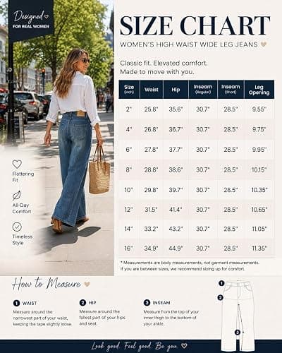 UPNET Women's High Waisted Wide Leg Jeans Stretchy Baggy Pants Trendy Fit | Double-button, High rise, Tummy control, Relaxed Fit, Straight wide legs, Stretch denim, Loose Fit, Trendy everyday fit thumbnail 7