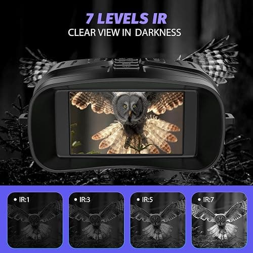 Night Vision Goggles - 4K Night Vision Binoculars with 5000mAh Rechargeable Battery, 32GB TF Card can Save Photo and Video, 3'' HD Screen for Camping & Security, Black thumbnail 5