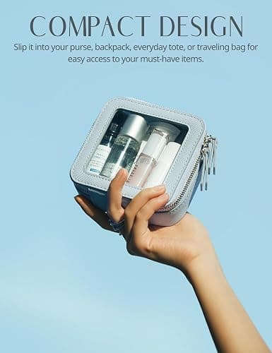 Popvibe Clear Makeup Bag Travel Cosmetic Case Transparent Toiletry Bag with Zipper, Portable Make Up Organizer Traveling Compact Car Bag for Essentials thumbnail 6