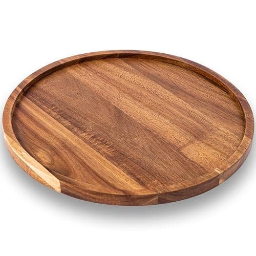 11.5 Inches Candle Holder Tray Home Decor, Round Wood Tray for Coffee Table, Small Wooden Serving Decorative Trays for Home thumbnail 4