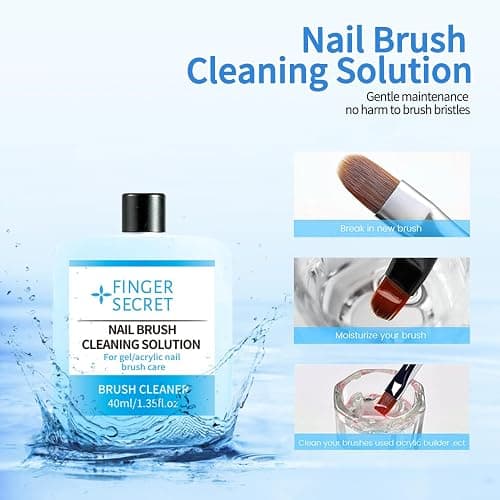 Finger Secret 40ml Acrylic Monomer Liquid, Nail Acrylic Liquid with 40ml Nail Brush Cleaning Solution Nail Brush Cleaner for Acrylic Powder Acrylic Nail kit thumbnail 7