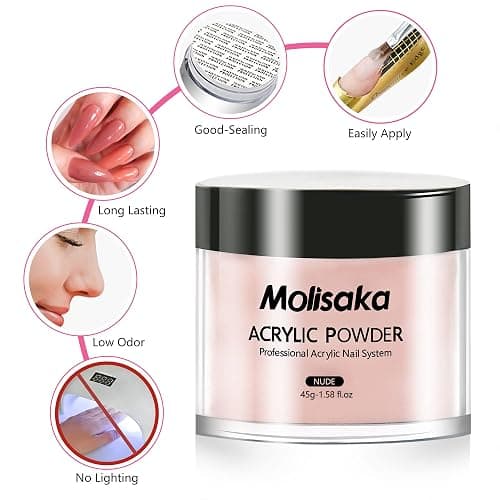 Molisaka Nude Acrylic Powder - Professional Nail Powder, Lasting Powder for French Nail Art, Salon Supplies Set (1.58oz) thumbnail 6