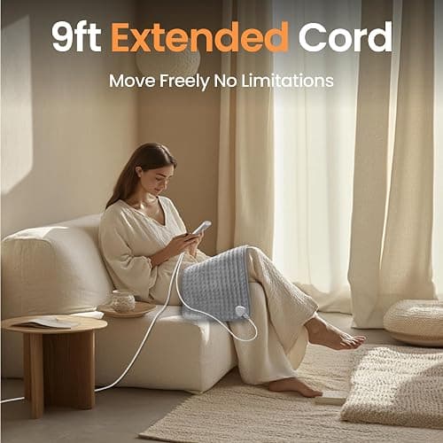 GYENNO Heating Pad for Back, Neck, Shoulders & Period Cramps, 9 Heat Settings, Auto Shut-Off, Rapid Heating, 12''24'', Velvet-like Fabric, Moonlit Velvet thumbnail 6