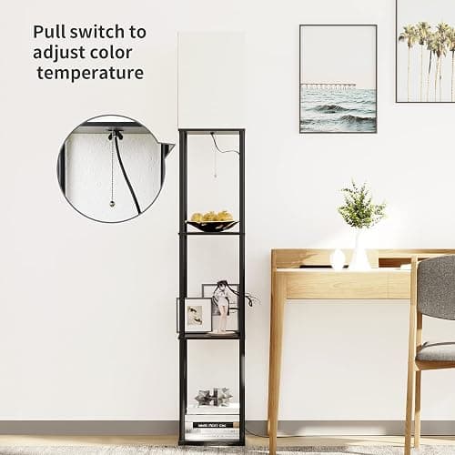 SUNMORY Stehlampe Wohnzimmer, Regal Dimmbar Inklusive 3-Farbtemperatur-LED-Lampe, Stehleuchte für Wohnzimmer, Schlafzimmer, Arbeitszimmer und Büro, Schwarz thumbnail 7