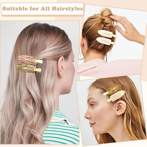 Atoden Creaseless Hair Clips No Crease No Bend Hair Clips for Styling Sectioning Makeup Salon Bangs Flat Hair Pins Alligator Duckbill Barrettes Hair Accessories for Women Girls 12Pcs White Gold thumbnail 2