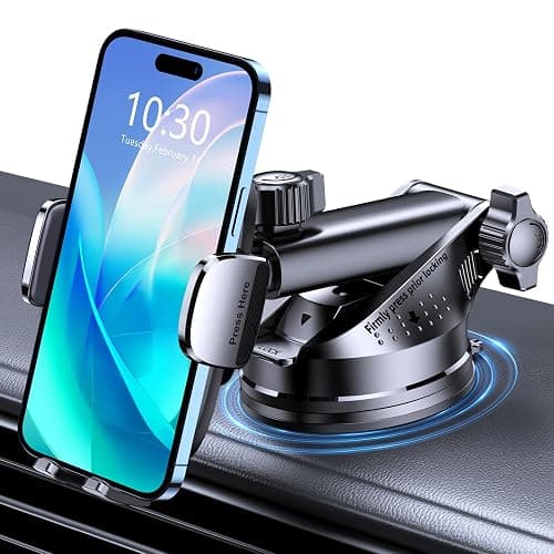 Mohard Support Telephone Voiture, [Jamais de Chute] Ultra Robuste Porte Telephone Voiture Orientable à 360°, Accroche Téléphone Voiture Ventouse Ensembles d'Intérieurs pour 4-7" Smartphones - Image 1