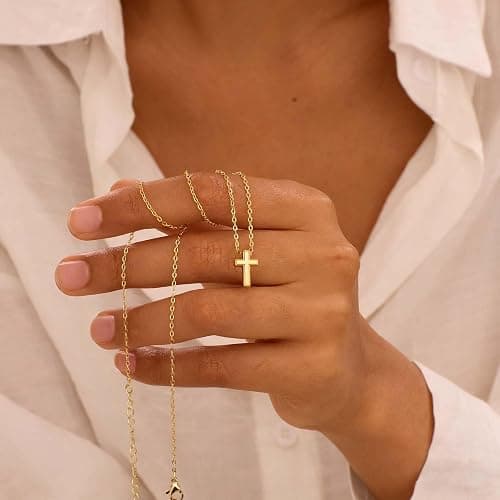 Cross Necklace for Girls Kids Jewelry Christian Baptism Faith Gifts | Teen Girl Gifts Trendy Stuff, 6-18 Year Old Girl Birthday Gifts, Dainty Tiny Cross Necklaces Non Tarnish thumbnail 7