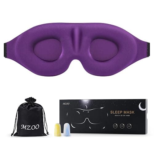 MZOO Luxury Sleep Eye Mask for Side Sleeper Men Women, Zero Eye Pressure 3D Sleeping Mask, Light Blocking Patented Design Night Blindfold, Soft Eye Shade Cover for Travel, Purple - Image 1