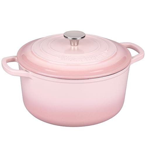 VORRINGARD Enameled Cast Iron Dutch Oven Pot with Lid, for Sourdough Bread Baking, Round Dutch Ovens, 4.5 Quart, Pink thumbnail 6