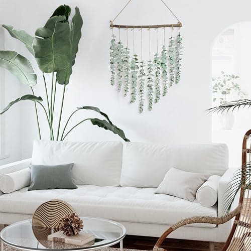 Bestjing Artificial Eucalyptus Wall Hanging Decor - Fake Eucalyptus Leaves Greenery Vines Wall Hanging Plants - Farmhouse Rustic Boho Decor for Bathroom Bedroom Livingroom Decorations thumbnail 2
