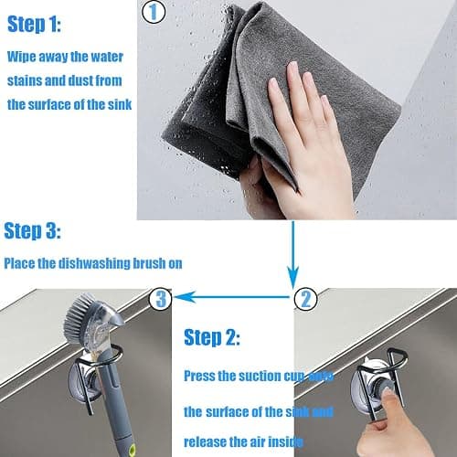 WSOQYEO Soap Dispensing Palm Brush Holder for Kitchen Brush Dish Brush with Soap Dispenser Pot with a Traceless Suction Cup (Closed Brush Holder) thumbnail 7