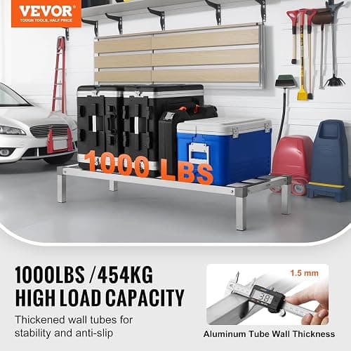VEVOR Aluminum Dunnage Rack, 48” x 20” Commercial Food Floor Rack, 8” Off the Floor, 1000 lbs Capacity All-Welded Aluminum Storage, for Storage in Restaurants, Kitchens, Garages and Vehicles thumbnail 4