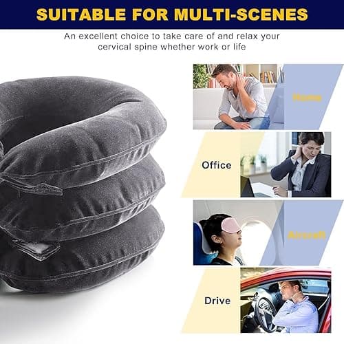 Neck Stretcher, Cervical Traction Device, Neck Traction Device, Cervical Neck Traction Device for Neck Pain Relief, Adjustable Inflatable Neck Brace, Neck Decompression Home Use (Gray) thumbnail 5