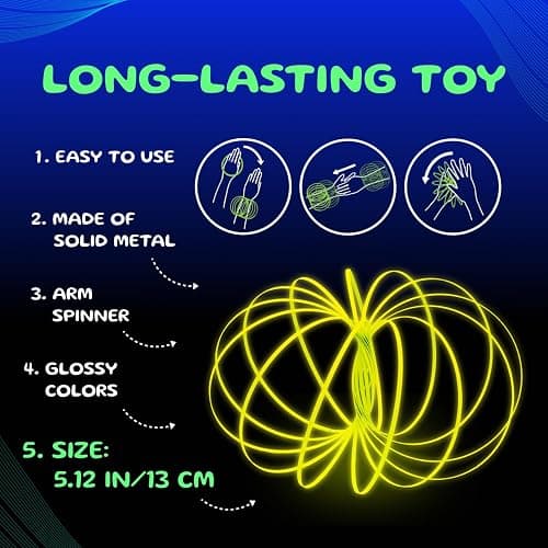 Mozi Glozi Geometric Magic Flow Bracelet - Easy to Use - 3D Bracelet Spiral Toy, Glowing Spinning Bracelet Spiral for Children and Adults (Yellow) thumbnail 4