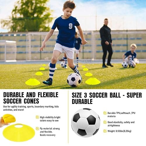 Soccer Goal, Kids Soccer Goals for Backyard Set, 2 Pack of Portable Pop Up Soccer Net with Soccer Ball, Cones, Complete Training Equipment for Youth, Toddler Outdoor Sports Games thumbnail 5