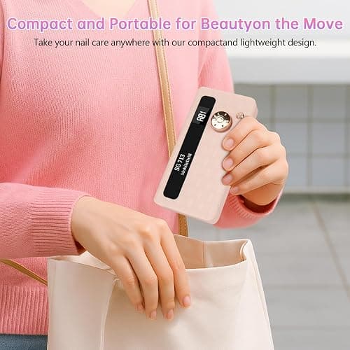 Electric Nail Drill - 45000RPM Portable Nail Drill丨Rechargeable Nail E-File Kit with 11 Bits & Base丨LED Screen丨Ultra-Silent, Rechargeable Nail Drills Machine for Acrylic Nails Gel Polishing(Pink) thumbnail 7