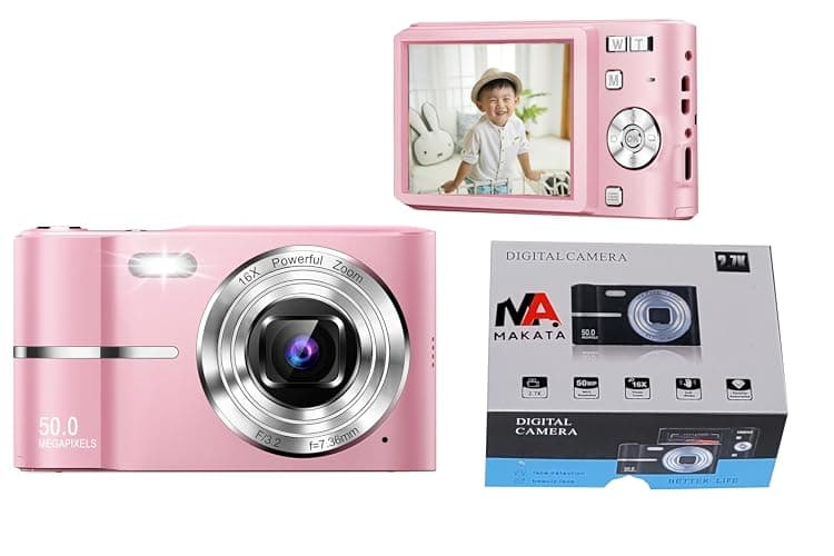 Compact HD Digital Camera 50MP 16X Zoom High Definition 1080P Point and Shoot Camera 32GB Memory Card and 2 Batteries, Fun Camera for Boys Girls Kids Students Beginners and Birthday Holiday (Pink) thumbnail 2