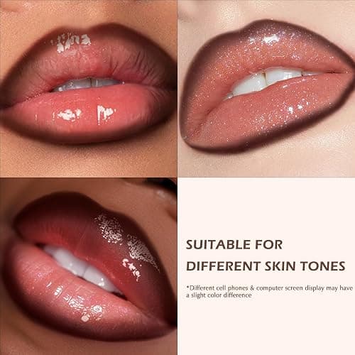 Wugbc Nourishing Lip Gloss Set with Brown Lip Liner, Hydrating Lip Kit Nude Pink Lipstick for Women Matte Lip Liner Pencil Moisturizing Lightweight Non Sticky Tinted Lip Click Balm Makeup thumbnail 4