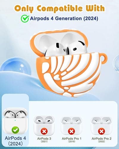 Boaretiu for AirPods 4 Case Cute Kawaii - 3D Soft Silicone Case Cover with Keychain for Women Girls Teens Food Funny Unique Pretty Fashion Design Protective Skin Case for Airpods 4, White Bread thumbnail 2