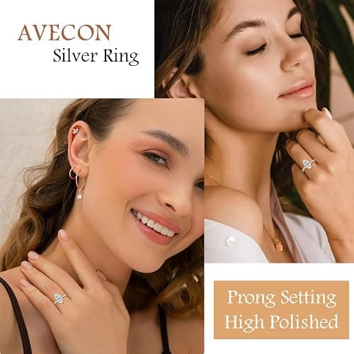 AVECON 3.5CT Marquise Cut Engagement Ring for Women, Wedding Promise Cubic Zirconia Band, 14K Gold Plated Bridal Half Eternity Simulated Diamond Rings for Anniversary, Size 5-9 thumbnail 4
