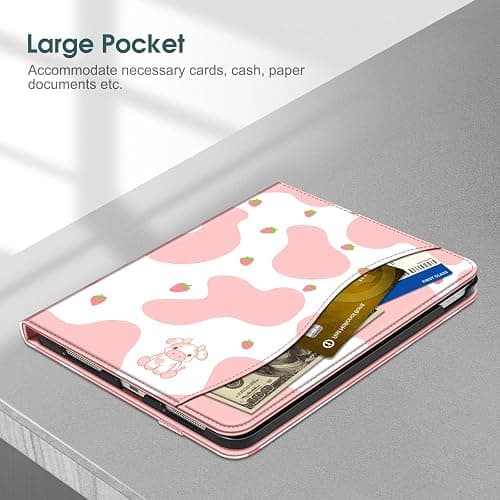 Fintie Case for iPad (A16) 11th Generation 11 Inch (2025), iPad 10th Generation 10.9 Inch (2022), Multi-Angle Viewing Protective Stand Cover with Pencil Holder & Pocket, Strawberry Cow thumbnail 5