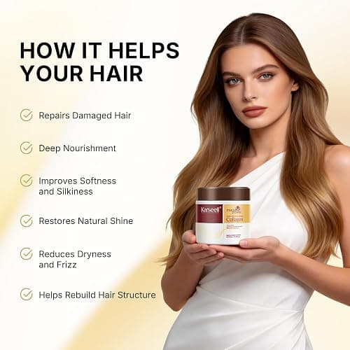 Karseell Collagen Hair Treatment Deep Repair Conditioning Argan Oil Collagen Hair Mask Essence for Dry Damaged Hair All Hair Types 16.90 oz 500ml thumbnail 3