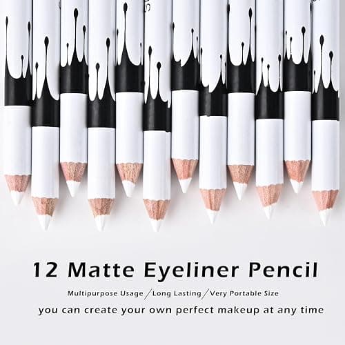 FREEORR 12 Packs Professional Highlighter Eye Liner Pen, White Eyeliner Pencil, Waterproof Long Lasting Eye Brighten thumbnail 5