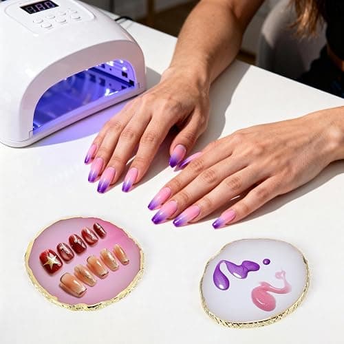 4 Pack Nail Art Palette, Resin Polish Color Design Makeup Mixing Plate - Mini Paint Palette for Nails - White, Pink thumbnail 6