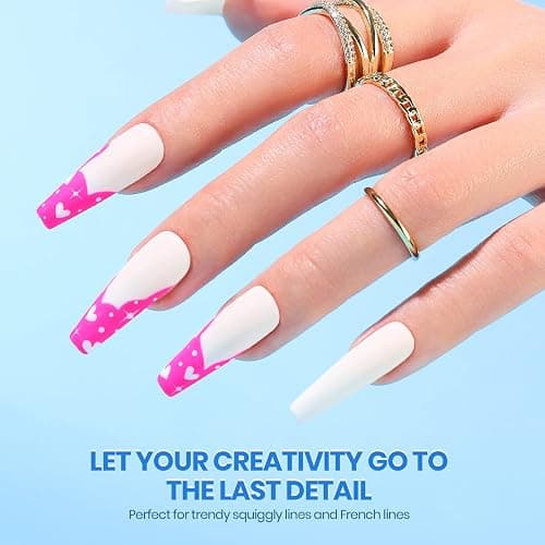 beetles Gel Polish Nail Art Gel Liner Set 6 Neon Gel Nail Polish Colors Hot Pink Orange Blue Yellow Paint for Nails Built Thin Brush in Bottle Soak off Uv LED Lamp Rainbow Nails Summer thumbnail 6