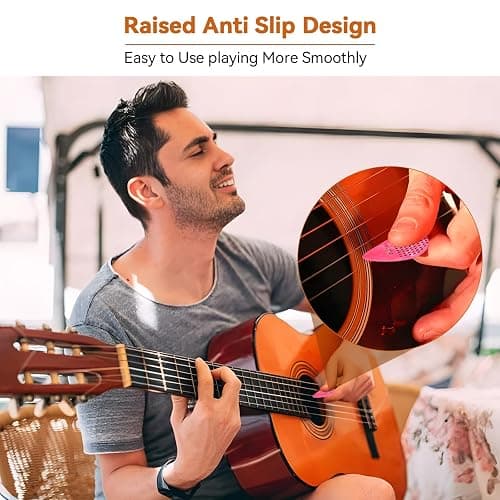 30 Packs Guitar Picks with Grips Non-slip, Includes Thin Medium Heavy Guitar Pick 0.46 0.71 0.96mm, Variety Colorful with Holder and Storage Case for Acoustic Electric Guitar Bass Ukulele thumbnail 4