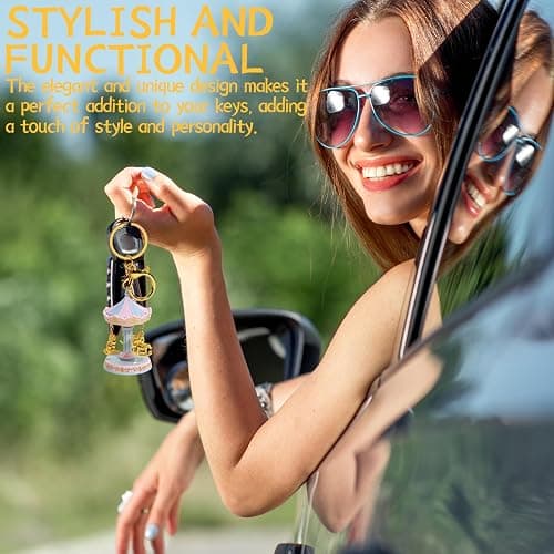 Tizee Carousel Keychain with Rotating Merry-Go-Round | Bag Charm Car Key Accessory | Alloy Fun Gift for Backpacks, Handbags thumbnail 4