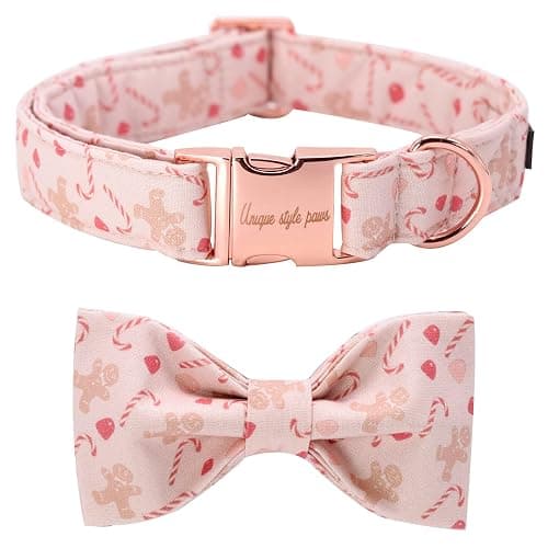 Unique style paws Dog Collar, Pet Collar Dog Bowtie Gift for Girl or Boy Dogs, Christmas Gingerbread Man Adjustable Dog Collar for Small Dogs - Image 1