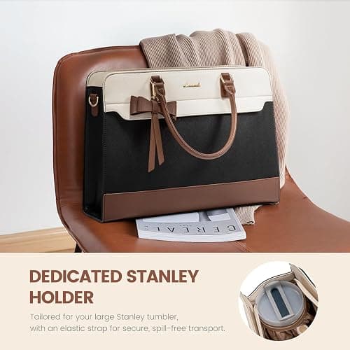 LOVEVOOK Laptop Tote Bag for Women,Leather Work Bag, Waterproof Business Teacher Bag,Large Computer Handbag Purse Briefcase,Office Gifts for Women thumbnail 3