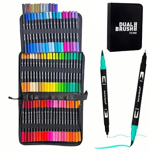 AQTQA Dual Brush Marker Pens, 72 Colors Art Markers Set with Fine and Brush Tip Markers for Adult Coloring Books No Bleeding, Can Be Used for Note Taking Planner Hand Lettering Calligraphy - Image 1