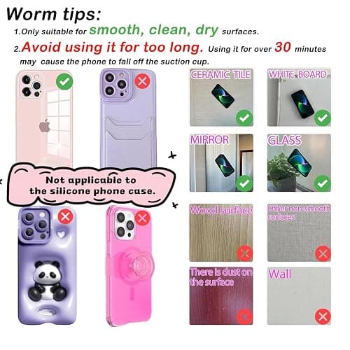 Double-Sided Suction Phone Grip, Octo Cup Buddy Suction Phone Case Mount for iPhone and Android, Hands-Free Sticky Cell Phone Grip, Mobile Fidget Mirror Holder for Selfies and Videos. by ENBRWAS. thumbnail 4