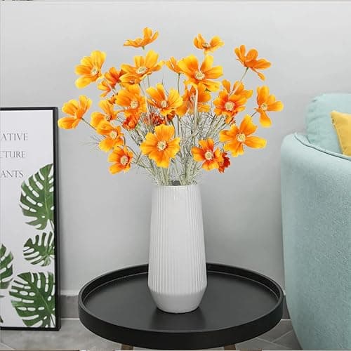6PCS Cosmos Faux Flowers 24'' Orange Fake Flowers Artificial Daisies Silk Wildflower Stems for Wedding Party Kitchens Home Decoration(Orange) thumbnail 2