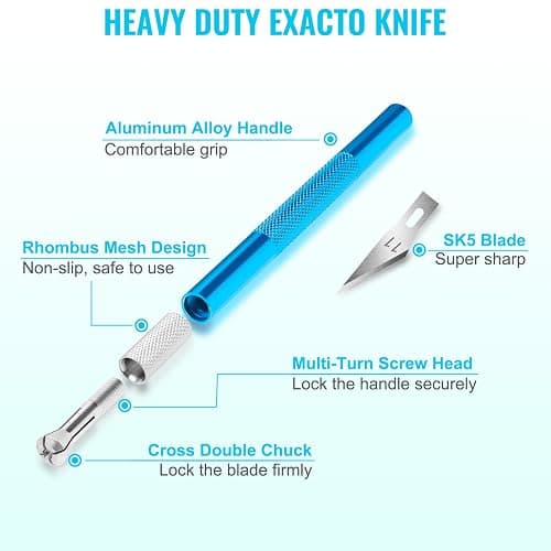 DIYSELF Exacto Knife Set, 2 Pcs Craft Knife with 40 Pcs Hobby Knife Replacement Blades, Hobby Knives Kit for Scrapbooking, Stencil, Fondant, Paper, Sharp Precision Knives for Art Carving thumbnail 3