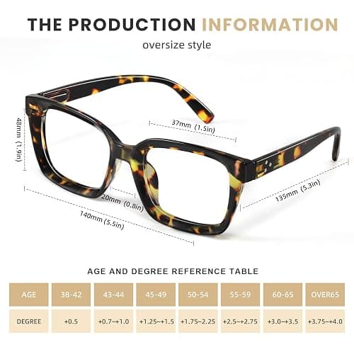 XVXV Reading Glasses for Women Men - Blue Light Blocking Readers Oversize Oprah Square Anti Glare/Eyestrain Spring Hinge thumbnail 3