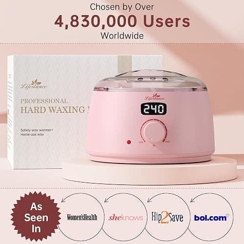 Lifestance Waxing Kit for Women & Men - Pink L3 Digital Warmer, Silicone Wax Pot Liner, Hair Removal Kit with 14.1oz Hard Wax Beads & Oil Spray, Professional for Home Brazilian Bikini Face Leg Body thumbnail 7