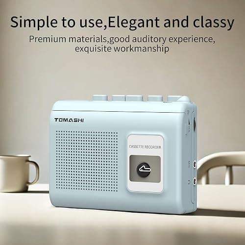 Portable Cassette Player Tape Recorder with Built-in Speaker,Microphone,Headphone Jack-, 4.57 x 3.54 x 1.38inch (Blue) thumbnail 5
