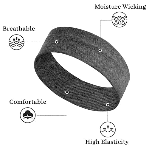 AWUMBUK Stirnband Damen Sport, 8 Pack Haarband Schwarz Haarbänder Damen Herren Antirutsch Stirnbänder Elastisch Headband Unisex Hair Band Sport Yoga Workout Laufen Fitness Gym Haarschmuck thumbnail 6