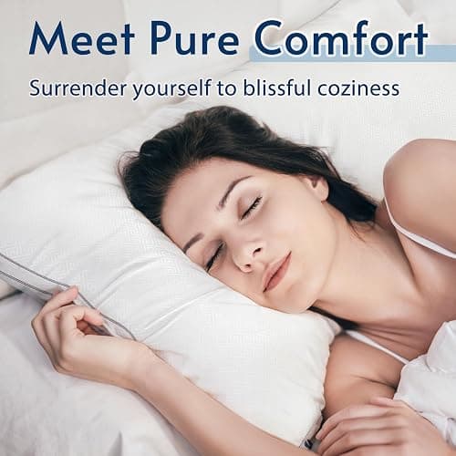 viewstar Bed Pillows King Size Set of 2, Firm Support Down Alternative Gusseted Pillows for Side, Back, or Stomach Sleepers, White thumbnail 3